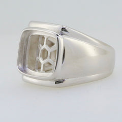 Men's sterling silver semi mount ring setting with cushion for cabochon stone, 15x11mm size.