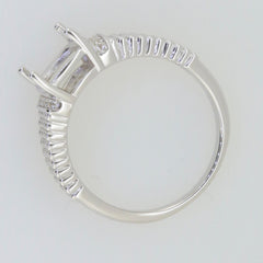 Sterling Silver Semi Mount Ring Setting with White Topaz Accents, showcasing elegant design for custom gemstone choice.