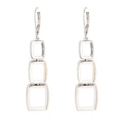 Sterling Silver Semi Mount Dangle Earrings with Cushion Setting, ideal for various cabochon sizes.