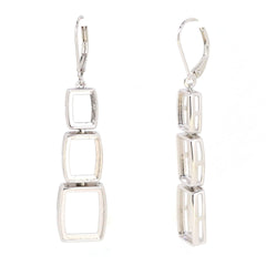 Sterling silver semi mount earrings setting with cushion shapes, dangle leverback design, customizable sizes available.