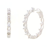 Sterling Silver semi mount earrings setting with oval 6x4mm design, featuring inside out hoop style for custom sizes.
