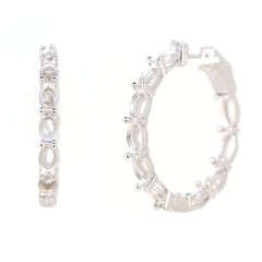 Sterling Silver semi mount earrings setting with oval 6x4mm design, featuring inside out hoop style for custom sizes.