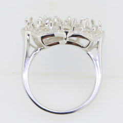 Sterling Silver Semi Mount Ring Setting with intricate details for custom gemstone placement.