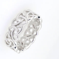 Sterling Silver Infinity Celtic Knot Band Engagement Wedding Ring, handcrafted and available in various sizes.