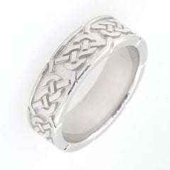 Sterling Silver Infinity Celtic Knot Band Wedding Ring, custom sizes available, elegant design, ready for engagement or marriage.