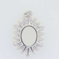 Sterling Silver Semi Mount Pendant Setting with White Topaz Halo 15x11mm for custom gemstone placement.