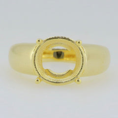 Men's yellow gold semi mount ring setting for a round gemstone, designed for custom sizing and made to order.