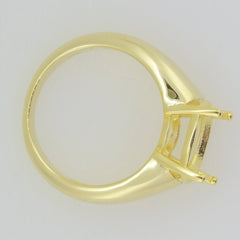 Men's gold semi mount ring setting side view, designed to hold a round gemstone, custom made to order.