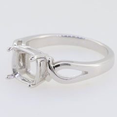 Sterling silver semi mount ring setting with cushion 8x8 cross shank, customizable size, made to order.