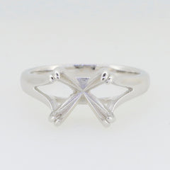 Sterling silver semi mount ring setting with round 11x11mm solitaire split shank design, made to order.