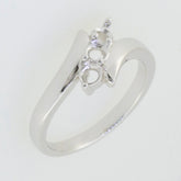 Sterling Silver semi mount ring setting with bypass design for 3 stones, featuring round RD 3.5x3.5mm stone placements.