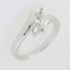 Sterling Silver semi mount ring setting with bypass design for 3 stones, featuring round RD 3.5x3.5mm stone placements.