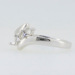 Sterling Silver Semi Mount Ring Setting with Round RD 3.5x3.5mm stones in bypass design, handcrafted and customizable.