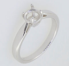 Sterling silver semi mount ring setting with round 6.5x6.5mm solitaire, perfect for custom jewelry designs.