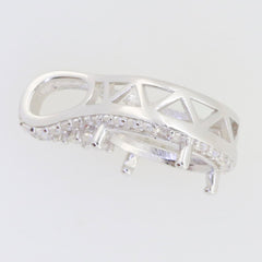 Sterling Silver Semi Mount Pendant Setting with White Topaz accents, designed for customizable gemstone sizes.