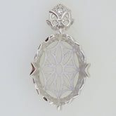 Sterling Silver Vintage Style Semi Mount Pendant Setting for Moissanite, Oval 25x17mm with intricate design.