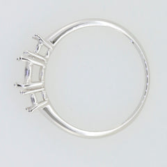 Sterling Silver Semi Mount Ring Setting for OV 7x5mm and RD 3.5mm stones, ideal for custom jewelry creation.