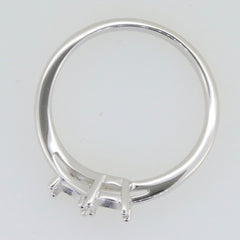 Sterling Silver Semi Mount Ring Setting for 5x5mm round stones in a bypass design with customizable sizes.