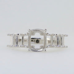 Sterling silver semi mount ring setting with cushion and octagonal stone placements for customizable jewelry.