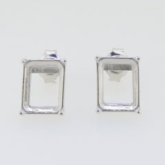 Sterling Silver Semi Mount Earrings Setting for 10x8mm Emerald Studs, custom made to order, two-week preparation time.