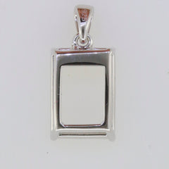 Sterling Silver Semi Mount Pendant Setting for Emerald, customizable and made to order, dimensions 17.14 x 15.25 x 12.88 mm.