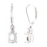Sterling Silver Semi Mount Earrings Setting with Oval and Round gem placeholders for customizable designs.