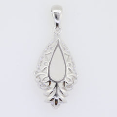Sterling Silver semi mount pendant setting featuring elegant pear design, ready for customization with gemstones.