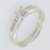 Sterling silver semi mount ring setting with round 5x5mm center, simple solitaire design for engagement ring.