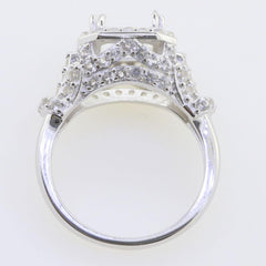 Sterling silver semi-mount ring setting with white topaz accents, designed for Asscher square gemstones.