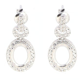 Sterling silver oval semi mount earrings setting with moissanite halo, dangle design.