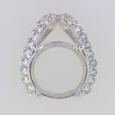 Sterling Silver Semi Mount Pendant Setting with Round Halo of White Topaz, made to order, 12x12mm