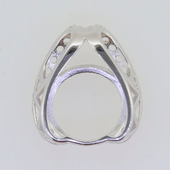 Sterling Silver semi mount pendant setting featuring round halo design for 12x12mm gemstone, shown empty.