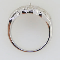 Sterling Silver Semi Mount Ring Setting for Pearl, Round RD 10X10mm Baguette design, handcrafted and made to order.