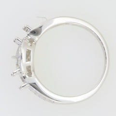 Sterling Silver Semi Mount Ring Setting for 7x7mm Pearl and 3 White Topaz Stones, elegant design, made to order.