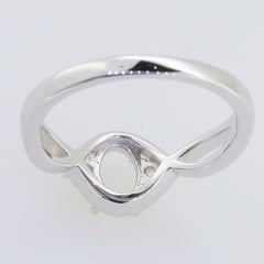 Sterling Silver Semi Mount Ring Setting for 7x5mm Oval White Topaz with Cross Split Shank design.