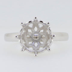 Sterling Silver Semi Mount Ring Setting for 11x11mm Round Solitaire Gemstone, custom made to order.