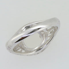 Sterling Silver Semi Mount Ring Setting in Art Deco Style, round 8x8mm gemstone placeholder, elegant design.