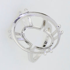 Sterling Silver Semi Mount Ring Setting designed for Oval gems, featuring intricate details and a lightweight structure.