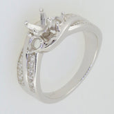 Sterling Silver semi mount ring setting with White Topaz accents, designed for 5x5mm and 4x4mm stones.