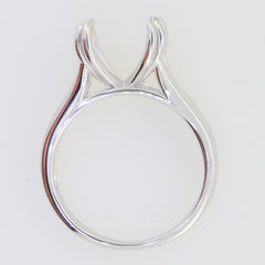 Sterling silver semi mount ring setting with a split shank design for 11x11mm round solitaire gemstone.