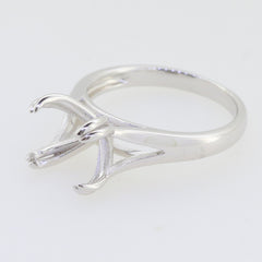 Sterling Silver Semi Mount Ring Setting featuring a round 11x11mm solitaire and a split shank design.