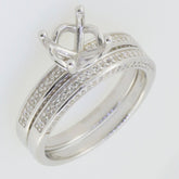 Sterling Silver Semi Mount Ring Setting with a crown design, featuring round D color VVS moissanite accents.
