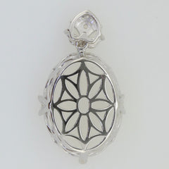 Sterling Silver Semi Mount Pendant Setting, Vintage Style, Oval 25x17mm for Moissanite gemstones.