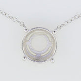 Sterling silver semi mount pendant setting with round 11x11mm solitaire for custom jewelry, includes 18" chain.
