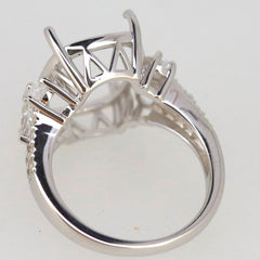 Sterling Silver Semi Mount Ring Setting with intricate design, perfect for a 16x12mm White Topaz stone.