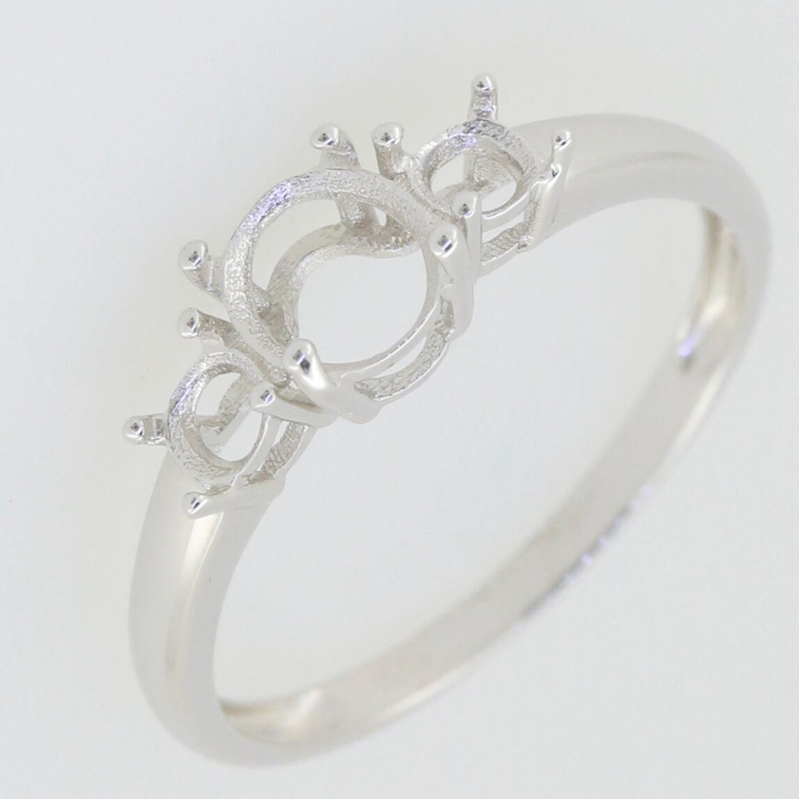 Sterling silver semi mount ring setting for OV 7x5mm and RD 3.5mm stones, handcrafted and made to order.