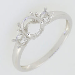 Sterling silver semi mount ring setting for OV 7x5mm and RD 3.5mm stones, handcrafted and made to order.