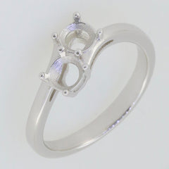 Sterling Silver Semi Mount Ring Setting with two round stone holders for 5x5mm stones in a bypass Moi et Toi design.