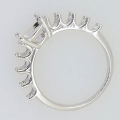 Sterling Silver Semi Mount Ring Setting for Cushion 9x7mm with 7 stone slots, custom sizes available.