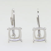 Custom sterling silver semi mount earrings setting with dangle leverback, designed for 8x7mm gemstones.